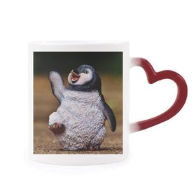 Dıythinker Kırmızı Çok Renkli Creature Antarktik Sevimli Penguen Bilim Doğa Isıya Duyarlı Kalp Kupa
