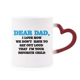 Dıythinker Kırmızı Çok Renkli Dear Dad Letter Festival Alıntı Isıya Duyarlı Kalp Kupa