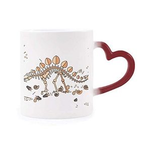 Dıythinker Kırmızı Çok Renkli Dinozor Çimen Büyük Stegosaurus Şekil Isıya Duyarlı Kalp Kupası