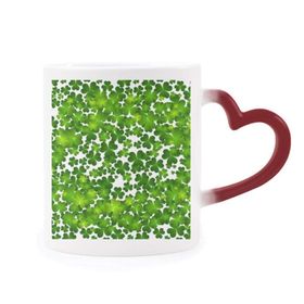 Dıythinker Kırmızı Çok Renkli Dört Yapraklı İrlanda St.patrick's Day Şekil Isıya Duyarlı Kalp Kupa