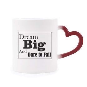 Dıythinker Kırmızı Çok Renkli Dream Big And Dare To Fail Alıntı Isıya Duyarlı Kalp Kupa