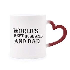 Dıythinker Kırmızı Çok Renkli Dreaming World's Best Dad And Husband Alıntı Isıya Duyarlı Kalp Kupa