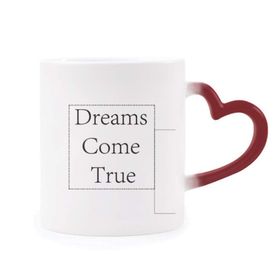 Dıythinker Kırmızı Çok Renkli Dreams Come True Inspirational Alıntı Isıya Duyarlı Kalp Kupası