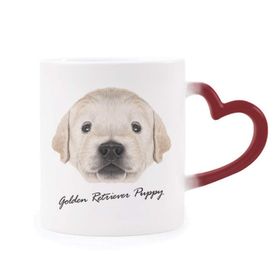 Dıythinker Kırmızı Çok Renkli Eğitimli Golden Retriever Yavru Köpek Hayvan Şekil Isıya Duyarlı Kalp Kupa
