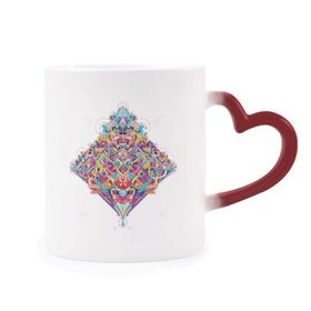 Dıythinker Kırmızı Çok Renkli Elmas Oyun Kartları Geometrik Desen Isıya Duyarlı Kalp Kupası