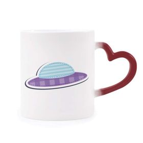 Dıythinker Kırmızı Çok Renkli Evren ve Uzaylı Ufo Isıya Duyarlı Kalp Kupası