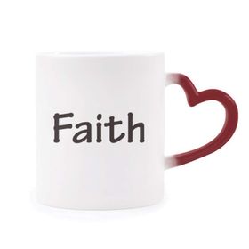 Dıythinker Kırmızı Çok Renkli Faith Kelime İlham verici Alıntı Sözler Isıya Duyarlı Kalp Kupa