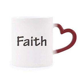 Dıythinker Kırmızı Çok Renkli Faith Kelime İlham verici Alıntı Sözler Isıya Duyarlı Kalp Kupa