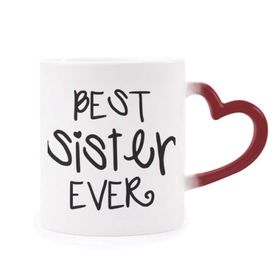 Dıythinker Kırmızı Çok Renkli Family Love Bless Best Sister Alıntıları Isıya Duyarlı Kalp Kupa