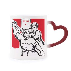 Dıythinker Kırmızı Çok Renkli Fırça Kağıdı Asker Mao Zedong Alıntıları Isıya Duyarlı Kalp Kupası