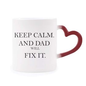 Dıythinker Kırmızı Çok Renkli Fix It Dad Festival Alıntı Isıya Duyarlı Kalp Kupası