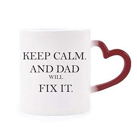 Dıythinker Kırmızı Çok Renkli Fix It Dad Festival Alıntı Isıya Duyarlı Kalp Kupası