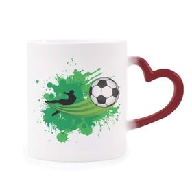 Dıythinker Kırmızı Çok Renkli Fly Soccer Futbol Spor Şekil Isıya Duyarlı Kalp Kupa