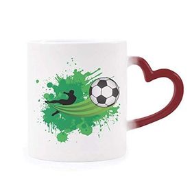 Dıythinker Kırmızı Çok Renkli Fly Soccer Futbol Spor Şekil Isıya Duyarlı Kalp Kupa