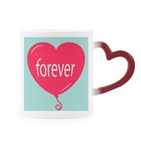 Dıythinker Kırmızı Çok Renkli Forever Kırmızı Yeşil Kalp Sevgililer Günü Şekil Isıya Duyarlı Kalp Kupa