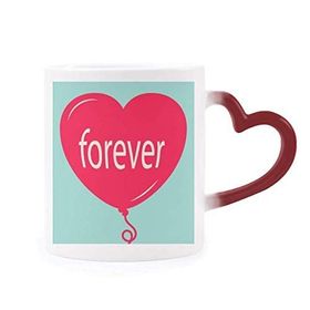 Dıythinker Kırmızı Çok Renkli Forever Kırmızı Yeşil Kalp Sevgililer Günü Şekil Isıya Duyarlı Kalp Kupa