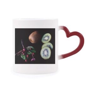 Dıythinker Kırmızı Çok Renkli Fresh Fruits Kiwifruit Kiraz Resim Isıya Duyarlı Kalp Kupası