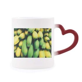 Dıythinker Kırmızı Çok Renkli Fresh Fruits Sarı Muz Resim Isıya Duyarlı Kalp Kupası