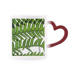 Dıythinker Kırmızı Çok Renkli Fresh Leaves Bitki Resmi Doğa Isıya Duyarlı Kalp Kupası