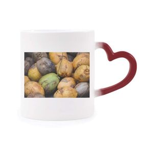 Dıythinker Kırmızı Çok Renkli Fresh Papaya Resim Doğa Fotoğraf Isıya Duyarlı Kalp Kupası