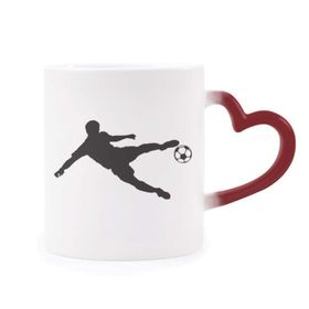 Dıythinker Kırmızı Çok Renkli Futbol Futbol Spor Silüeti Isıya Duyarlı Kalp Kupa