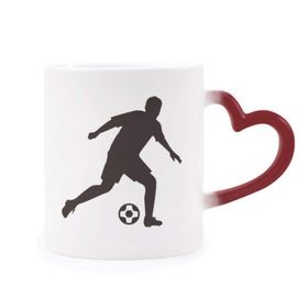 Dıythinker Kırmızı Çok Renkli Futbol Futbol Spor Silüeti Isıya Duyarlı Kalp Kupa