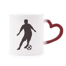 Dıythinker Kırmızı Çok Renkli Futbol Futbol Spor Silüeti Isıya Duyarlı Kalp Kupa