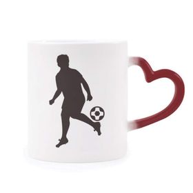 Dıythinker Kırmızı Çok Renkli Futbol Futbol Spor Silüeti Isıya Duyarlı Kalp Kupa