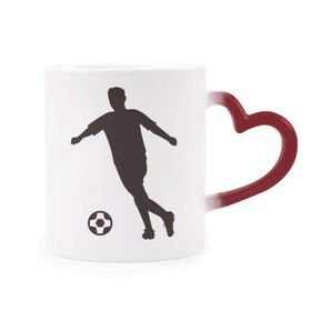 Dıythinker Kırmızı Çok Renkli Futbol Futbol Spor Silüeti Isıya Duyarlı Kalp Kupa