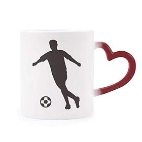 Dıythinker Kırmızı Çok Renkli Futbol Futbol Spor Silüeti Isıya Duyarlı Kalp Kupa