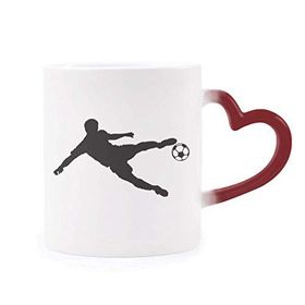 Dıythinker Kırmızı Çok Renkli Futbol Futbol Spor Silüeti Isıya Duyarlı Kalp Kupa