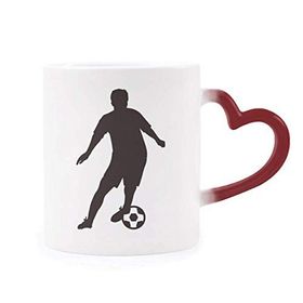 Dıythinker Kırmızı Çok Renkli Futbol Futbol Spor Silüeti Isıya Duyarlı Kalp Kupa