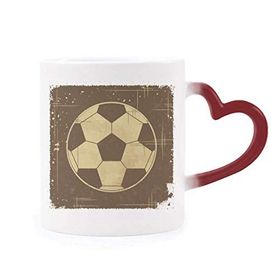 Dıythinker Kırmızı Çok Renkli Futbol Spor İllüstrasyon Siyah Desen Isıya Duyarlı Kalp Kupası