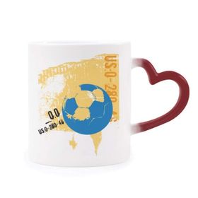 Dıythinker Kırmızı Çok Renkli Futbol Sporları Abd Şekil Isıya Duyarlı Kalp Kupa