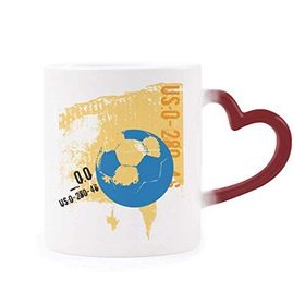 Dıythinker Kırmızı Çok Renkli Futbol Sporları Abd Şekil Isıya Duyarlı Kalp Kupa