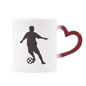 Dıythinker Kırmızı Çok Renkli Futbol Sporları Futbol Silüeti Isıya Duyarlı Kalp Kupa