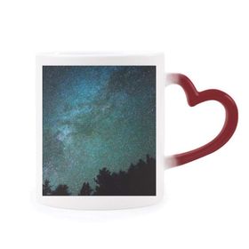 Dıythinker Kırmızı Çok Renkli Galaxy Dark Stars Bulutlar Isıya Duyarlı Kalp Kupa