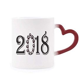 Dıythinker Kırmızı Çok Renkli Garland 2018 Font Happy New Year Morphing Isıya Duyarlı Kalp Kupa