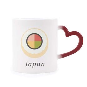 Dıythinker Kırmızı Çok Renkli Geleneksel Japon Maki Sushi Şekil Isıya Duyarlı Kalp Kupası