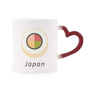 Dıythinker Kırmızı Çok Renkli Geleneksel Japon Maki Sushi Şekil Isıya Duyarlı Kalp Kupası