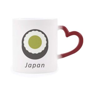 Dıythinker Kırmızı Çok Renkli Geleneksel Japon Siyah Maki Sushi Şekil Isıya Duyarlı Kalp Kupası