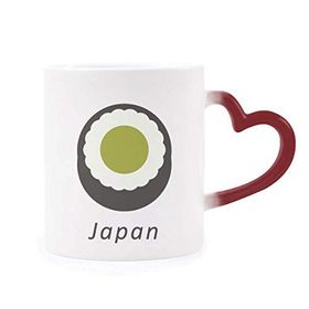 Dıythinker Kırmızı Çok Renkli Geleneksel Japon Siyah Maki Sushi Şekil Isıya Duyarlı Kalp Kupası