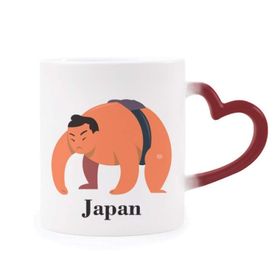 Dıythinker Kırmızı Çok Renkli Geleneksel Japon Sumo Güreş Isıya Duyarlı Kalp Kupası