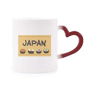 Dıythinker Kırmızı Çok Renkli Geleneksel Japon Sushi Cruisine Şekil Isıya Duyarlı Kalp Kupası