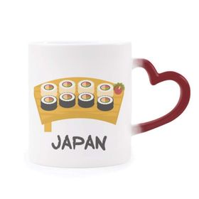 Dıythinker Kırmızı Çok Renkli Geleneksel Japon Sushi Seti Şekil Isıya Duyarlı Kalp Kupası