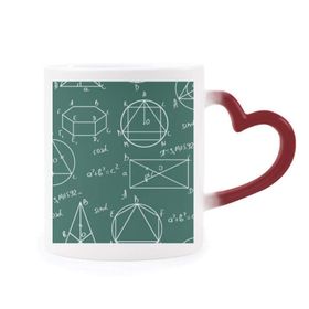 Dıythinker Kırmızı Çok Renkli Geometrik Matematiksel Formül Calculus Şekil Isıya Duyarlı Kalp Kupası