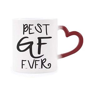 Dıythinker Kırmızı Çok Renkli Girlfriend Best Gf Ever Sevgililer Günü Şekil Isıya Duyarlı Kalp Kupa