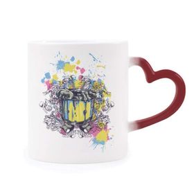 Dıythinker Kırmızı Çok Renkli Grafiti Sokak Varili Gitar Eller Desen Isıya Duyarlı Kalp Kupa
