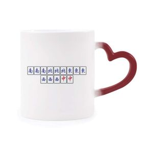 Dıythinker Kırmızı Çok Renkli Grand Four Happiness Mahjong Fayans Isıya Duyarlı Kalp Kupa