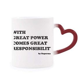 Dıythinker Kırmızı Çok Renkli Great Power Comes Great Responsibility Morphing Isıya Duyarlı Kalp Kupası